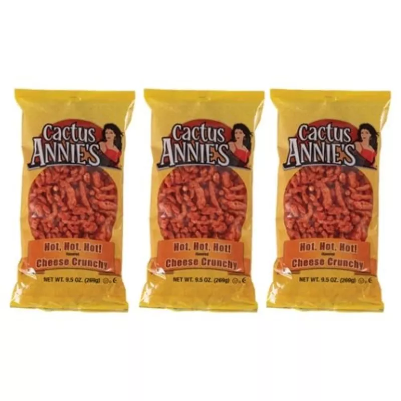 Cactus Annie’s Hot Cheese Crunch Chips, 9.5 oz, Pack of 3 – Deliciously Spicy Snack, Perfect for Parties and Sharing